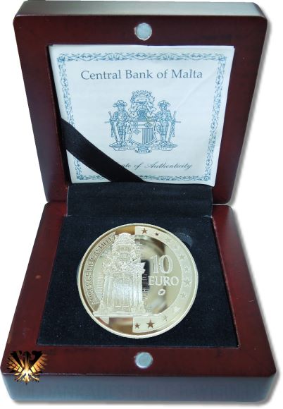 Maltesische Gedenkmünze 2008 zu 10 Euro in original Schatulle mit Zertifikat.