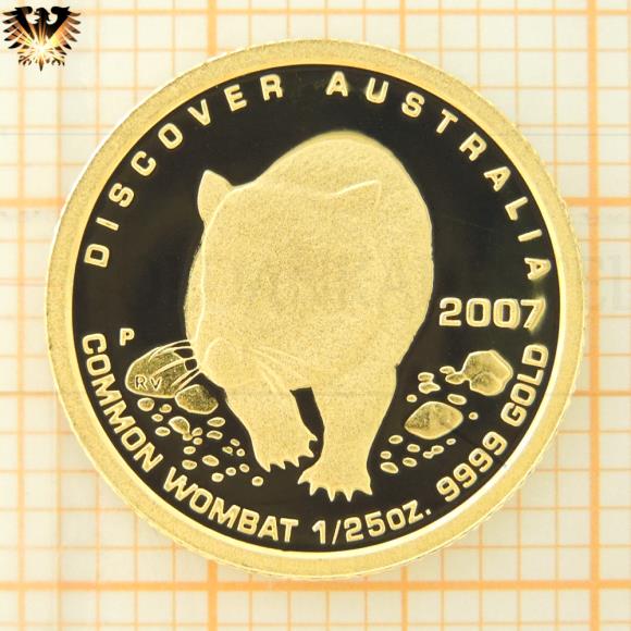 Auf der Münze zu sehen; der Nackennasenwombad, ein Beutelsäuger aus Australien.