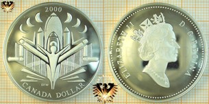 1 Dollar, Canada Dollar, 2000, Elizabeth II, Voyage of Discovery, Silver