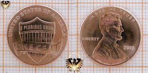 1 Cent, USA, 2010, Lincoln Cent, Union Shield