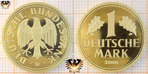1 DM, BRD, 2001 D, Gold-Mark, Ankauf der letzten deutschen Mark 2001