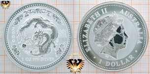 1 Dollar 2000, Australia, Year of the Dragon, 1 Unze Feinsilber