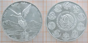 Bullionmünzen Ankauf: Bsp. Mex, 2009, Feinsilber 1 Unze Plata Pura