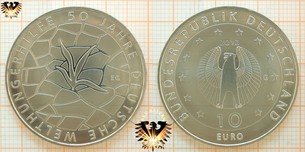 10 €, BRD, 2012 G, 50 Jahre Welthungerhilfe Kupfer Nickel und Silbermünze