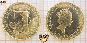 Britannia, 1/10 ounce finegold, 1996, England, 10 Pounds, UK