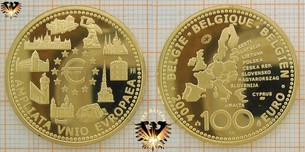 100 Euro, Belgien, 2004, Belgie, Belgique EU Erweiterung - Goldmünze