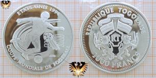 1000 Francs, 2002, Togo, Fußballer, WM-Logo, Coupe Mondiale de Football  