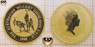 15 AUD, 15 Dollars, 1998, Australian Nugget, Two Kangaroos 1/10 oz.