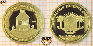 Elfenbeinküste, 1500 Francs, Kleinste Gold Sammlermünzen