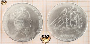 1 Dollar, Cook Islands, 2009, the Bounty - Elizabeth II, 1 oz. fine silver .999,  Bullionmuenze  