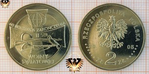 Münze: 2 Złote, Zloty, Polen, 2005, 60. Rocznica Zakonczenia, II Wojny Swiatowej