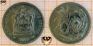 20 Cents, Suid Afrika, 1971, South Africa, Protea Flower