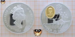 1997, Canada, 20 Dollars, Silbermünze, Elizabeth II, Snowbirds, Queen, Flugzeug  CT-114  