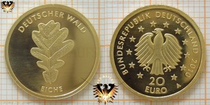 20 €, BRD, 2010 A, Deutscher Wald, Eiche - Deutschland Goldmünze