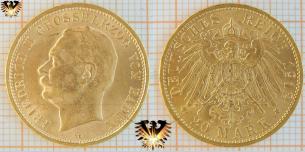 20 Mark Baden, 1912 G, Münze Friedrich 2, Deutsches Kaiserreich , Goldmünze