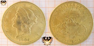$20 Dollars, Liberty, USA, 1904, Double Eagle, Gold