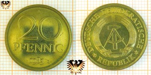 20 Pfennig, DDR, 1983, nominal, 1969-1990, * DEUTSCHE DEMOKRATISCHE REPUBLIK *