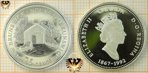 25 Cents, Canada, 1992, New Brunswick Quarter, 1867-1992, Serie: 125th Confederacy