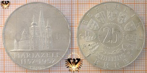 25 Schilling, 1957, Mariazell, 1157 - 1957, Österreich, Silbermünze
