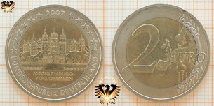 2 €, BRD, 2007, A, D, F, G, J, Gedenkmünze Mecklenburg Vorpommern