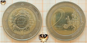 2 €, BRD, 2012, A, D, F, G, J, Gedenkmünze 10 Jahre Euro Bargeldumlauf - Inkl. Bilder vom 2 Euro Gedenkmünzenset