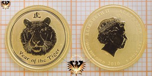 5 AUD, 5 Dollars, 2010, Australia Year of the Tiger, 1-20-oz