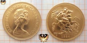 £ 5 pound, Sovereign, 1984, BU,  ELIZABETH II DEI GRATIA REGINA F: D:
