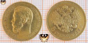 5 Rubel Russland 1899 r Goldmünze Nicholas-II,  Vorschaubild