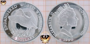 50 Dollars, 1990, Cook Islands, Endangered World Wildlife, Whooping Crane