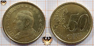 50 Euro-Cent Münze nominal, Vatikan, 2003, Papst Johannes Paul II