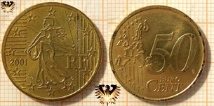 50 Euro-Cent, Frankreich, 2001, nominal