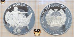 Nordamerika, XV, World Cup, Fußballmünze, Silber, USA 1994, 500 Afghanis  