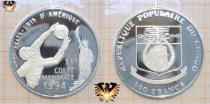 Freiheitsstatue, 500 Francs, 1992, Kongo, Torhüter, XVe Coupe mondiale 1994