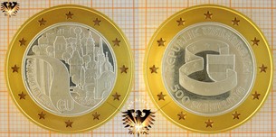 500 Schilling, 1995, Österreich in der EU, Bimetallmünze: Silber / Gold