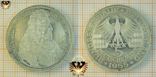 5 DM BRD 1955 G , Markgraf von Baden 1655 - 1707 der Türkenlouis aus Baden-Baden
