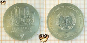 5 Mark, DDR, 1990, 500 Jahre Postwesen