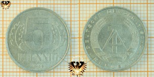 5 Pfennig, DDR, 1968, nominal, 1968-1975, * DEUTSCHE DEMOKRATISCHE REPUBLIK *