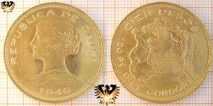 Chile, Cien Pesos, 1946, Republica de Chile