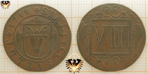 Coesfeld VIII Pfennig 1713, Stadt Cosveldt Kupfermünze