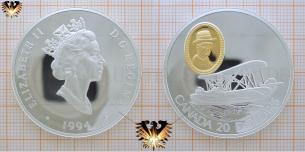 Canada, 20 Dollars, 1994, Flugzeug, Vickers Vedette, Silbermünze  
