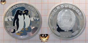 Pinguin, 100 Won, 1995, Nordkorea, Pygoscelis adeliae, Silbermünze