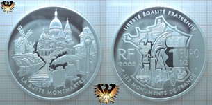 Frankreich, 1 1/2 Euro, € Münze, 2002 RF, La Butte Montmatre  