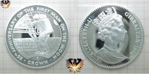 The First Man on the Moon, Silber, 1 Crown, Gibraltar, Elizabeth II, 1994  