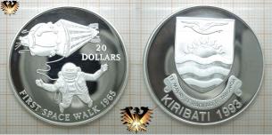 20 Dollars, First spacewalk 1965, Kiribati 1993 - TE MAURI TE RAOI AO TE TABOMOA, Silbermünze