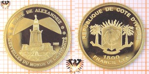 Elfenbeinküste, 1500 Francs, CFA, 2006, Sammlermünze - Leuchtturm von Alexandria