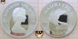 Mauritiusfalke, 50 Rupees 1975, Mauritius, Silbermünze  Vorschaubild
