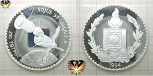 Sojus 39 - Saljut 6, 1994, Silbermünze, 250 Tugrik, 925, Reihe Weltall  