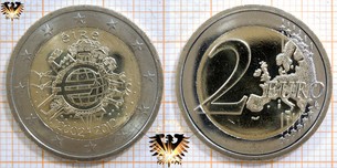 2 Euro, Irland, 2012, nominal, Sammlermünze, 10 Jahre Euro