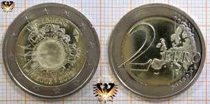 2 Euro, Luxemburg, 2012, nominal, Sammlermünze, 10 Jahre Euro