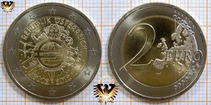 2 Euro, Österreich, 2012, nominal, Sammlermünze, 10 Jahre Euro
